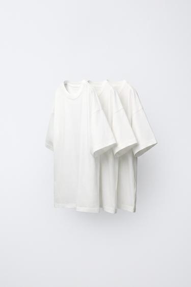 3-PACK OF PLAIN T-SHIRTS - White by Zara