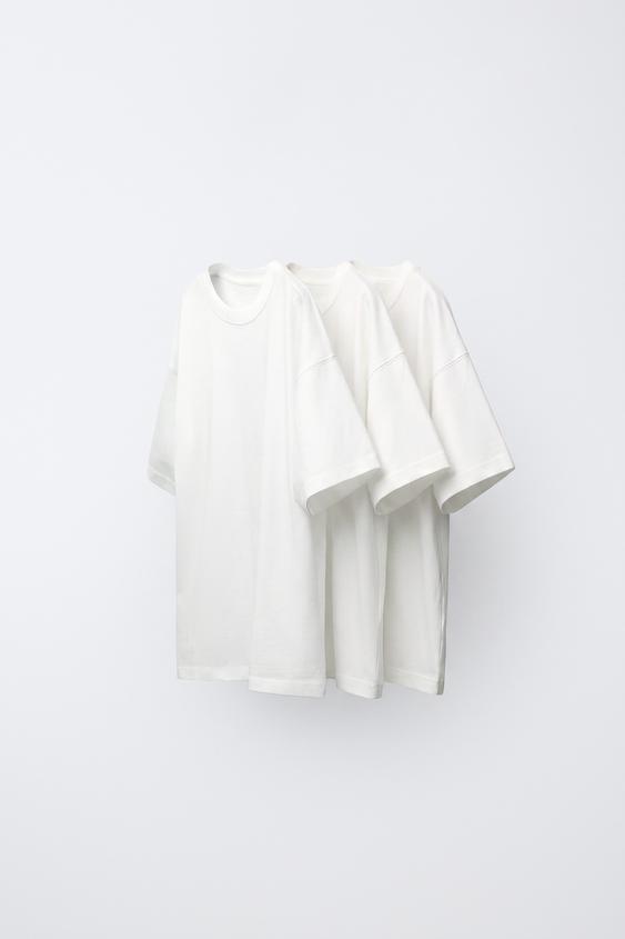 3-PACK OF PLAIN T-SHIRTS - White by Zara - Image 0