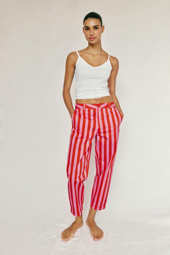 STRIPED CHINOS - Pink by Zara - Image 0