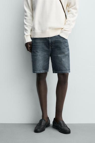 REGULAR FIT DENIM BERMUDA SHORTS - Blue by Zara