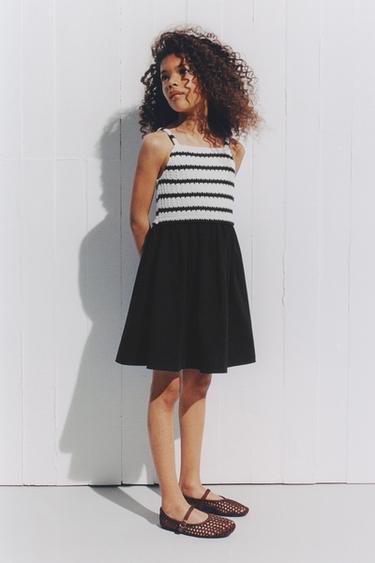 COMBINED CROCHET KNIT DRESS - Black by Zara