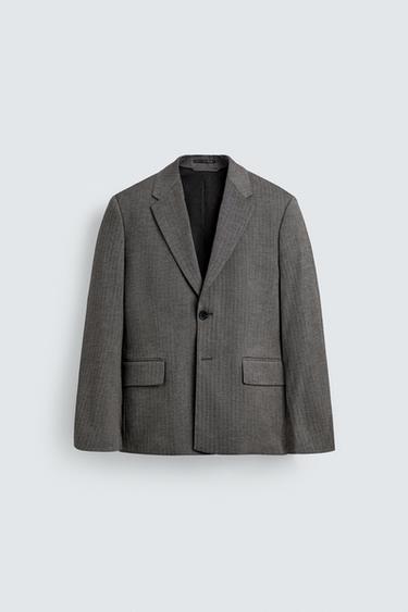 HERRINGBONE SUIT BLAZER - camel by Zara