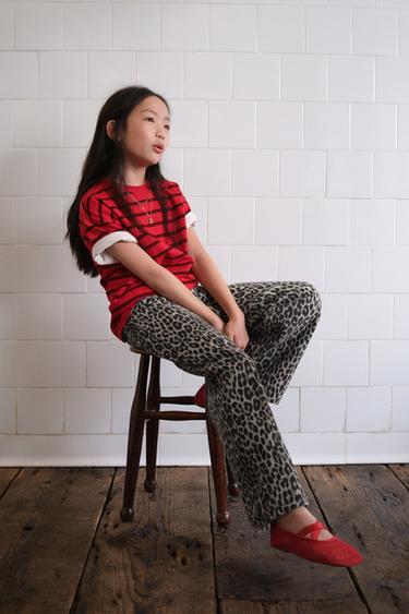 WIDE-LEG ANIMAL PRINT JEANS - Brown by Zara