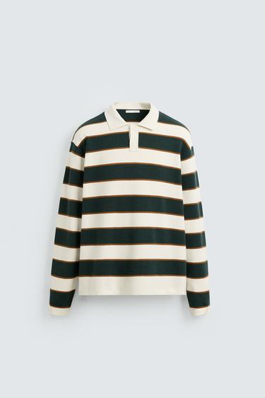 SOFT KNIT POLO SHIRT - Green stripe by Zara