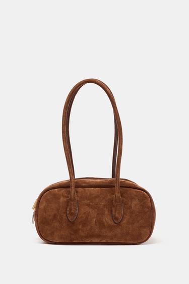 LEATHER SHOULDER BAG - Brick by Zara