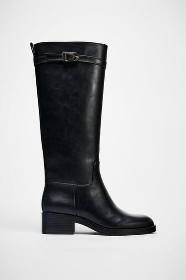 EQUESTRIAN BUCKLE BOOTS - Black by Zara