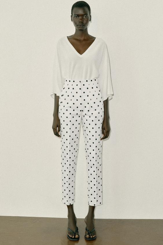 HIGH-WAIST POLKA DOT TROUSERS - Black / White by Zara - Image 0