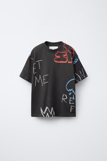 GRAFFITI PRINT T-SHIRT - Anthracite grey by Zara - Image 0