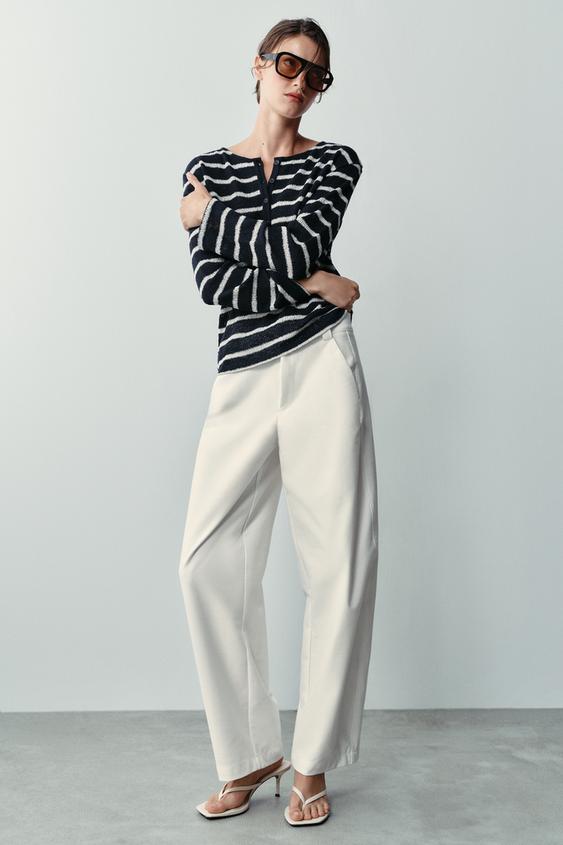 STRIPED HENLEY T-SHIRT - Blue/White by Zara - Image 0