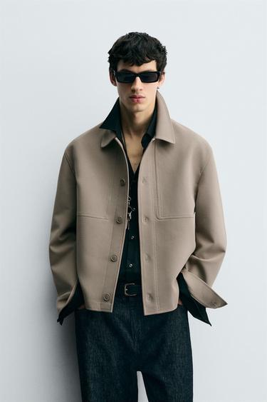 BOXY FIT OVERSHIRT - Light tan by Zara