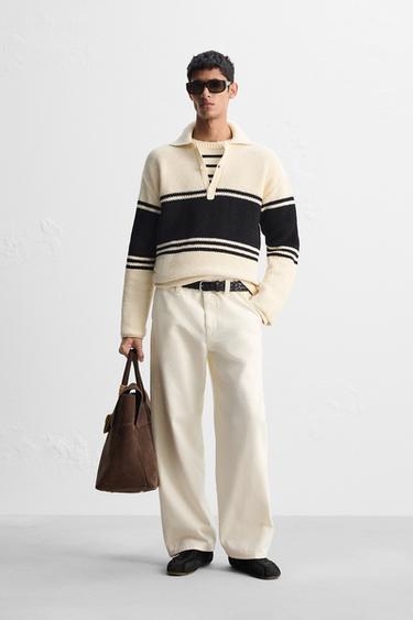 STRIPED KNIT LIMITED EDITION POLO SHIRT - Ecru by Zara