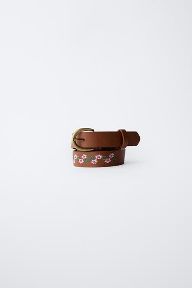 EMBROIDERED FLOWERS BELT - Brown by Zara