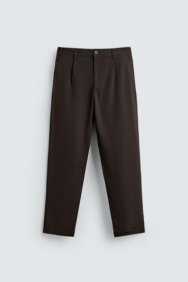 COMFORT STRAIGHT-LEG TROUSERS - Brown by Zara