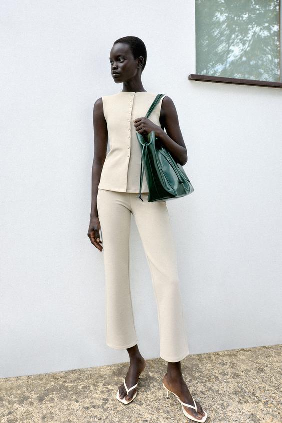SLIM FIT POCKET TROUSERS - Ecru by Zara - Image 0