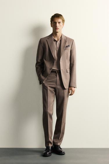 TEXTURED WOOL BLEND REGULAR FIT SUIT - LIGHT WHISKY by Zara