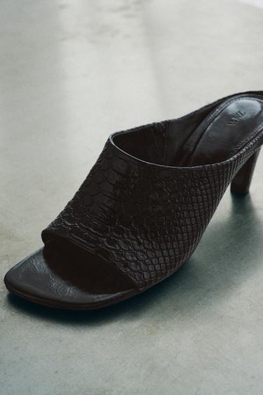 LEATHER MULE SANDALS LIMITED EDITION - Chocolate Brown by Zara