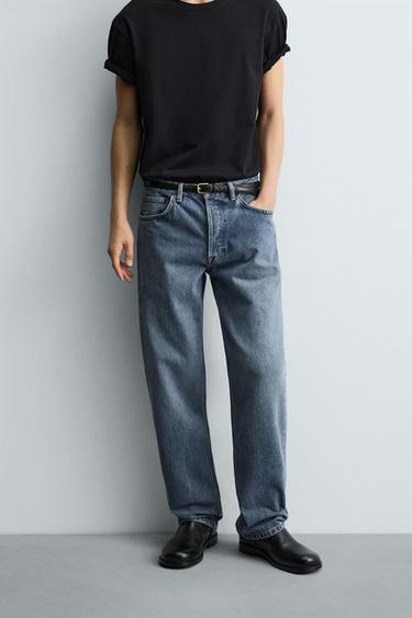 STRAIGHT FIT JEANS - Mid-blue by Zara