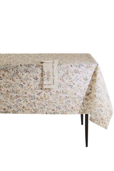 FLORAL PRINT RESIN-COATED TABLECLOTH - Greens by Zara