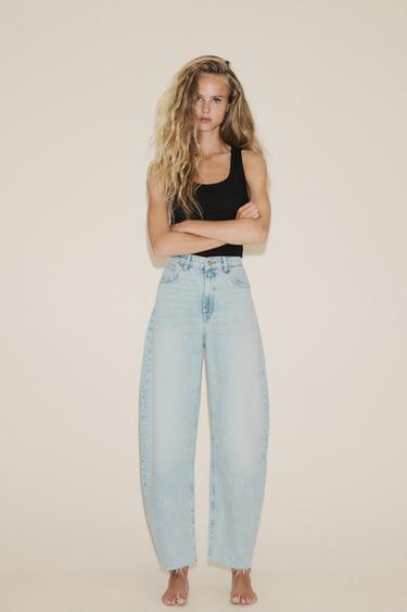 HIGH-WAIST BARREL TRF JEANS - Light blue by Zara - Image 0
