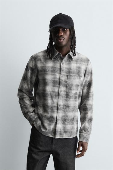 RELAXED FIT CHECK SHIRT - Grey by Zara