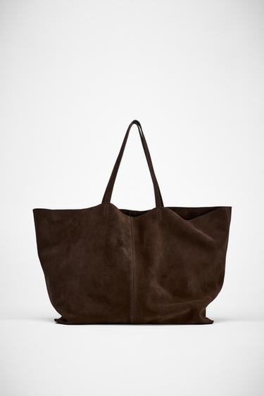 MAXI SUEDE TOTE BAG - Chocolate by Zara