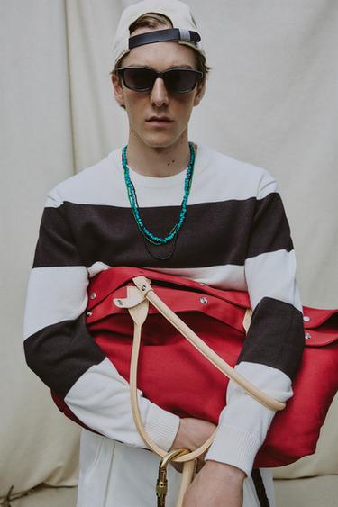 TOTE BAG WITH LEATHER DETAIL AARON LEVINE X ZARA - Red by Zara