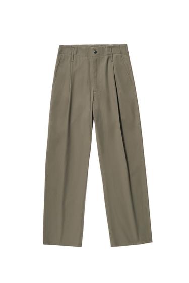 WIDE-LEG COTTON-VISCOSE TROUSERS - Earth by Zara