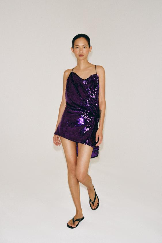 ZW COLLECTION SEQUIN DRAPED TOP - Violet by Zara - Image 0