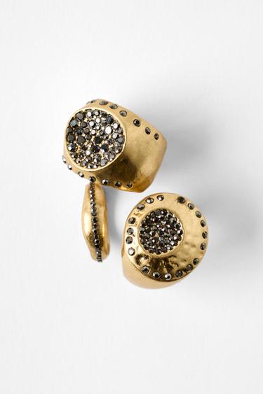 PACK OF 3 METAL RINGS WITH SPARKLE DETAIL - Golden by Zara