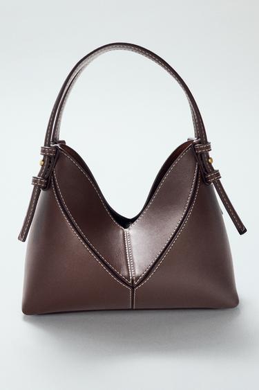 MINI BUCKET BAG WITH TOPSTITCHING - Chocolate by Zara