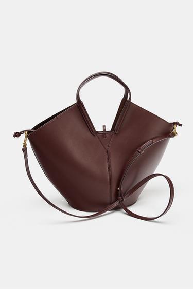 TOTE BASKET BAG - Burgundy Red by Zara