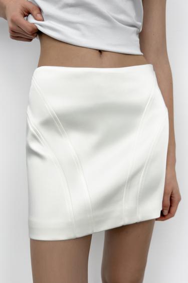 SATIN MINI SKIRT - Oyster-white by Zara