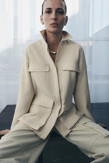 ZW COLLECTION FLOWING SHIRT WITH POCKETS - Mid-ecru by Zara