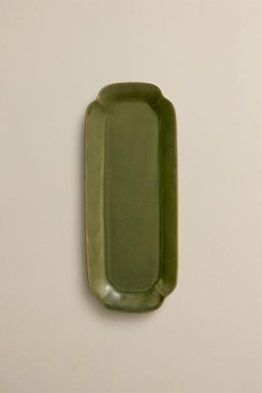 STONEWARE TRAY - Green by Zara