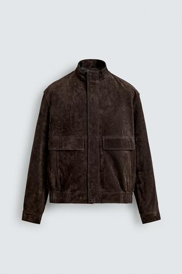 LEATHER SPLIT SUEDE JACKET - Brown by Zara