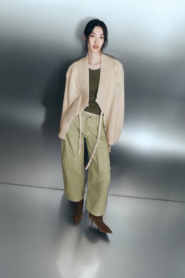 ZW COLLECTION CARGO TROUSERS - Light khaki by Zara