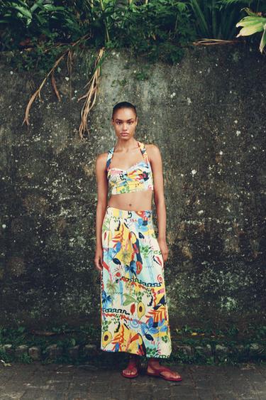 TROPICAL PRINT LAYERED MIDI SKIRT - Multicoloured by Zara