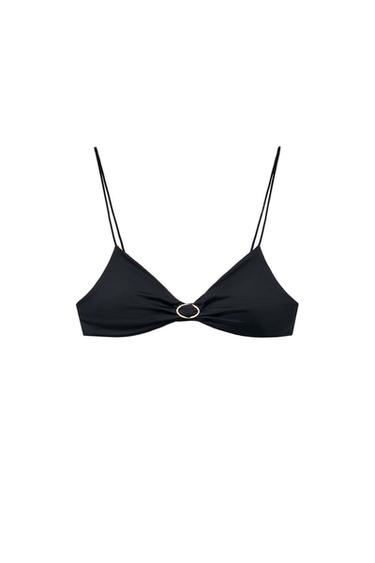 BIKINI TOP WITH OVAL DETAIL - Black by Zara
