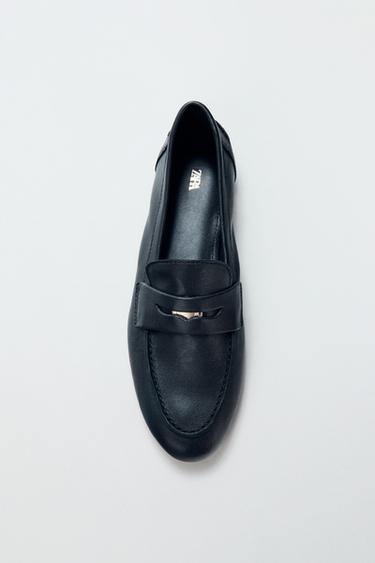 LEATHER PENNY LOAFERS - Black by Zara