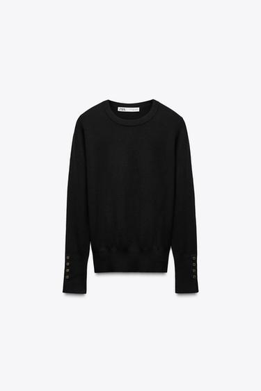 BASIC PLAIN KNIT JUMPER - Black by Zara