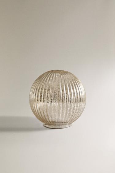 SMALL STRIPED LED LIGHT BAUBLE CHRISTMAS DECORATION - Silver by Zara
