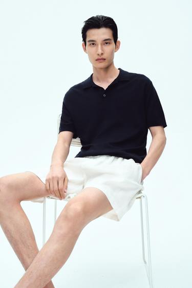 VISCOSE BLEND KNITTED POLO SHIRT - Navy blue by Zara