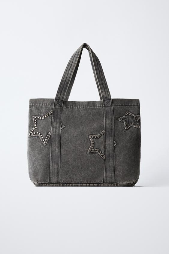 DENIM STAR TOTE BAG - Black by Zara - Image 0