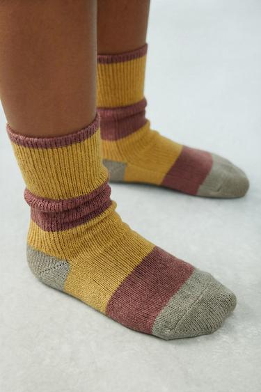 LONG STRIPED SOCKS - Mustard by Zara