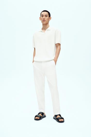 TEXTURED COMFORT TROUSERS - Oyster-white by Zara