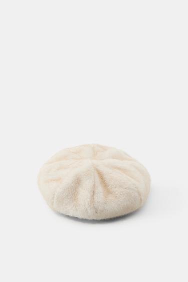 FAUX FUR BERET - Ecru by Zara