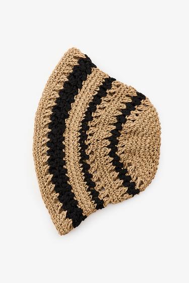 CONTRAST BRAIDED BUCKET HAT - Light brown by Zara