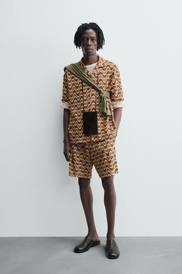 GEOMETRIC JACQUARD SHIRT - orange-green by Zara - Image 0