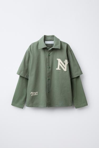 DOUBLE-SLEEVE SHIRT WITH PATCH - Green by Zara - Image 0