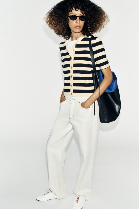 SHORT SLEEVE STRIPED CARDIGAN - Stripes by Zara - Image 0